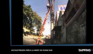 Un électricien frôle la mort en pleine rue ! (Vidéo)