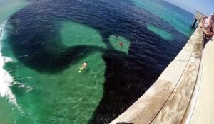 Non ce n'est pas une marée noire mais un banc d'anchois en mer... Incroyable