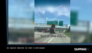 Un camion heurte de plein fouet un panneau d’affichage (Vidéo)
