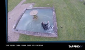 Une femme tombe dans une fontaine en voulant être filmée par un drone (Vidéo)