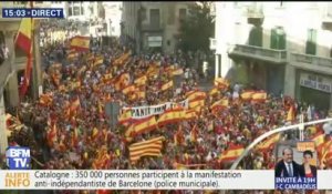 Catalogne: 350.000 manifestants anti-indépendance ont défilé à Barcelone, selon la police