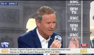 Nicolas Dupont-Aignan est favorable à un rapprochement avec Marine Le Pen et Laurent Wauquiez