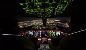 Atterrissage de nuit à Los Angeles : l'avion survole la ville entièrement éclairée !