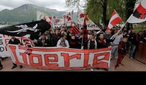 Evian TG - Nice : le cortège des supporters