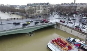 La crue de la Seine filmée par un drone à Paris