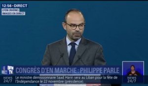 "Votre mouvement est en marche, rien ne l'arrêtera", déclare Edouard Philippe au congrès de la République en Marche