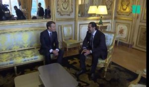 Les images de la rencontre entre Emmanuel Macron et Saad Hariri, le premier ministre libanais démissionnaire