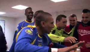 La joie des joueurs de l'US Marignane après la victoire face à Rodez 3-0