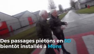 Des passages piétons en 3D à Mons.Vidéo Eric Ghislain