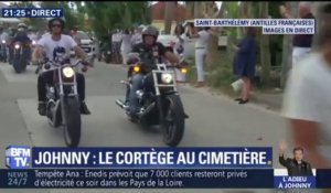 Saint-Barthélemy: le cortège funéraire de Johnny accompagné de bikers se rend au cimetière