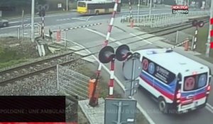 Pologne : Une ambulance bloquée au milieu d’un passage à niveau (Vidéo)