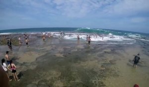 Des dizaines de touristes se font faucher par une énorme vague en Australie