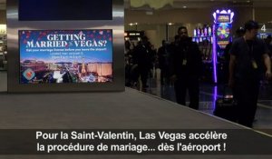 A l'aéroport de Las Vegas, le mariage avant les bagages