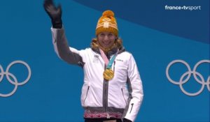 JO 2018 : Biathlon - Mass start femmes. Cérémonie de remise de médailles !