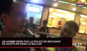 Ivre, il rend fou les policiers en soufflant dans l’alcootest (Vidéo)