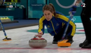 JO 2018 : Curling - Fianle Femmes. Les Suédoises remportent 3 points et mènent 7 à 2