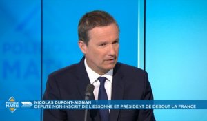 Alliance des droites ? "Marine Le Pen est face à ses responsabilités", prévient Dupont-Aignan