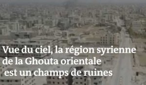 Vue du ciel, la région syrienne de la Ghouta orientale est un immense champs de ruines