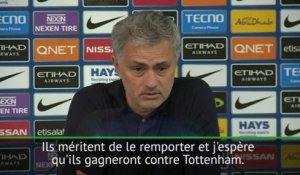 33e j. - Mourinho: "City mérite de remporter le titre, j'espère qu'ils gagneront contre Tottenham"
