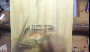 Peinture réaliste d'un poisson rouge