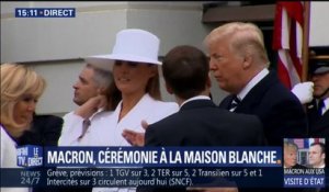 Donald et Melania Trump accueillent le couple Macron à la Maison-Blanche