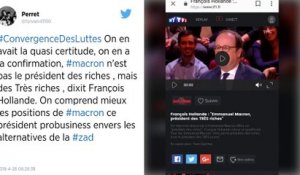 Emmanuel Macron « président des très riches » pour François Hollande.