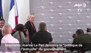 Islamisme: le gouvernement français fait "l'autruche" (Le Pen)