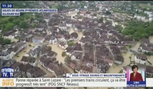 Les images du drone BFMTV au-dessus de Salies-du-Béarn inondée