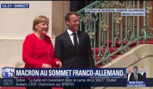 Emmanuel Macron accueilli par Angela Merkel avant le conseil franco-allemand