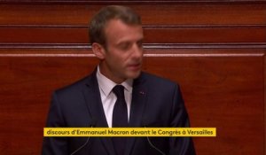 "Je n’ai pas oublié la peur du déclassement, la rage devant l’impuissance publique, le pays qui se sent coupé en deux, entre sa base et son prétendu sommet", déclare Emmanuel Macron devant le Congrès à Versailles