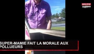 Super-Mamie clash un pollueur qui jette des papiers par la fenêtre (Vidéo)