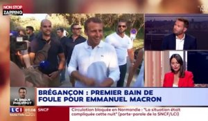 Emmanuel Macron à Brégançon : Premier bain de foule pendant ses vacances (Vidéo)