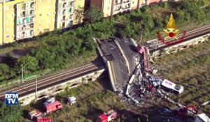 Gênes: les images de l'effondrement du viaduc autoroutier