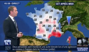 La perturbation s'affaiblit au fil de la journée mais traverse tout le pays, gagnant l’ouest de la France et provoque une baisse des températures