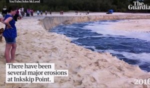 Cette plage Australienne vient de subitement se faire avaler par les eaux