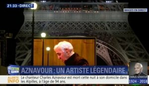 Au pied de la tour Eiffel, le premier hommage à Charles Aznavour