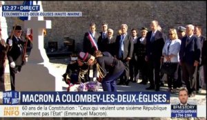 À Colombey-les-Deux-Églises, Emmanuel Macron dépose une gerbe de fleurs sur la tombe du général de Gaulle