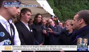Macron à la rencontre de jeunes : "Notre Europe depuis 73 ans est en paix. Il n'y a pas de précédent (...) Le message est de ne rien céder aux passions tristes, aux tentations de la division et de tout faire pour continuer à œuvrer ensemble"