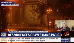 Violences à Paris: pour Marine Le Pen, le gouvernement veut "bénéficier" de ces images pour "décrédibiliser" les gilets jaunes