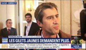 Taxes suspendues: François Ruffin salue les gilets jaunes, qui "ont réussi à rendre la vue à un pouvoir aveugle"