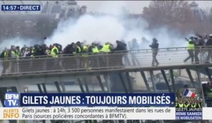 Des heurts éclatent entre les forces de l'ordre et des gilets jaunes à Paris