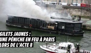 Gilets jaunes : une péniche en feu à Paris lors de l'acte 8