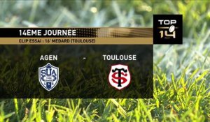 TOP 14 - Essai Maxime MEDARD (ST) - Agen - Toulouse - J14 - Saison 2018/2019