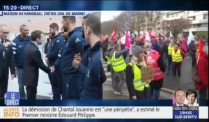 Emmanuel Macron vient d'arriver à Créteil