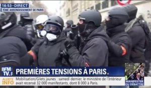 Gilets jaunes: les premières tensions continuent à Paris, beaucoup de manifestants ont rebroussé chemin