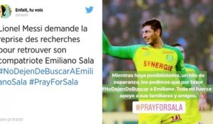 Disparition d'Emiliano Sala. Lionel Messi appelle à la reprise des recherches