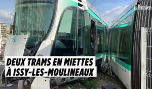 Les dégâts impressionnants de la collision entre les deux trams à Issy-les-Moulineaux