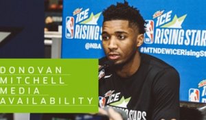 Donovan Mitchell speaks to the media ahead of the Rising Stars Challenge