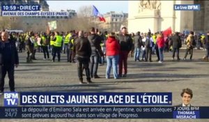 Plusieurs centaines de gilets jaunes sur les Champs-Élysées bloquent la circulation