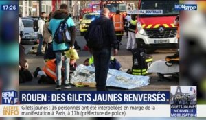 À Rouen, un automobiliste bloqué par des gilets jaunes force le passage et blesse 4 personnes
